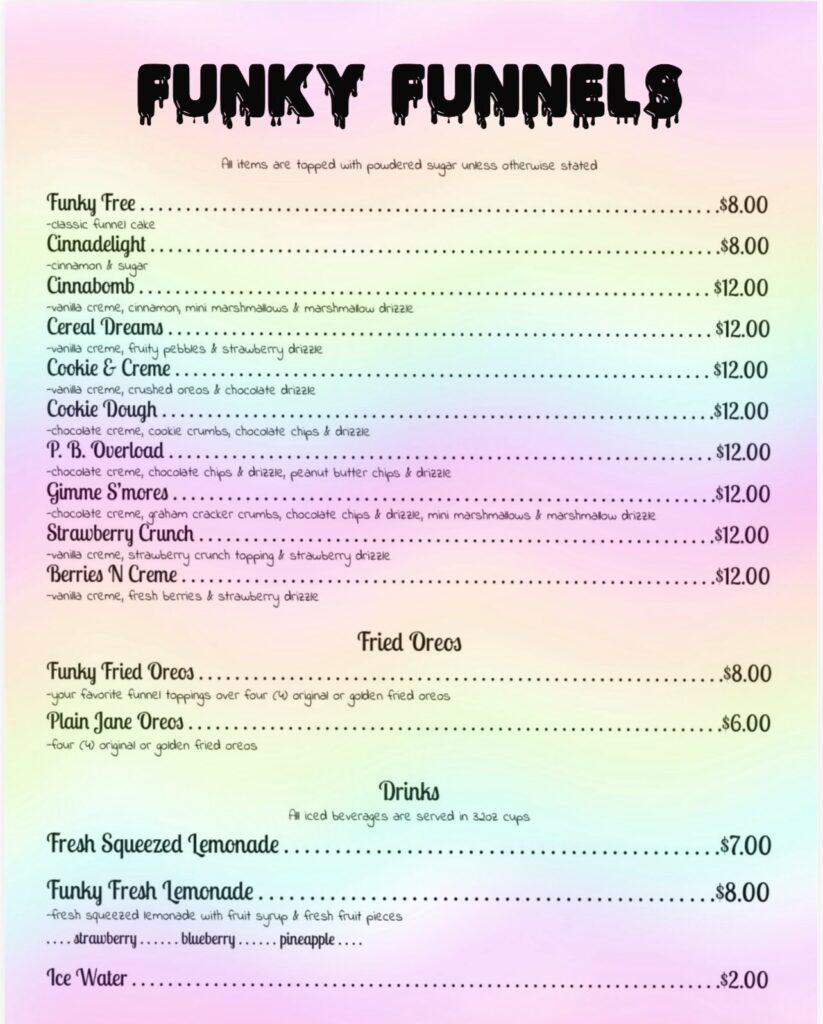 Funky Funnels Menu
